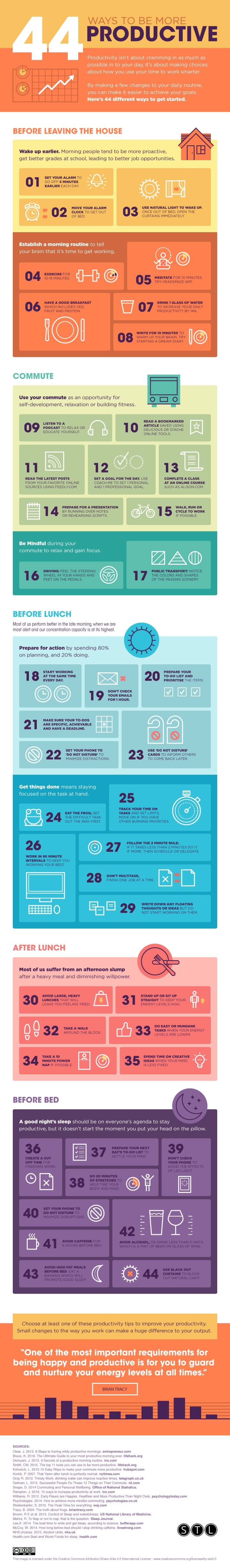 44 ways to be more productive